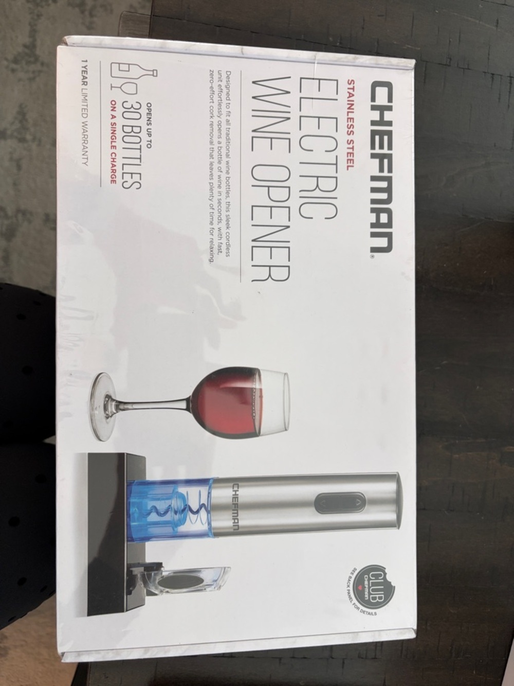 Chefman Stainless Steel Electric Wine Opener - Silver